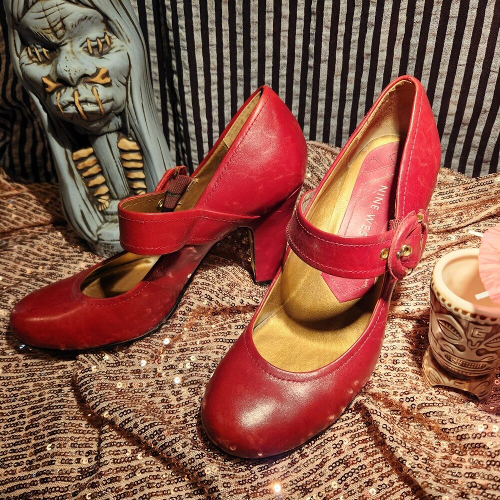 Nine West Red Vintage Mary Jane Heels